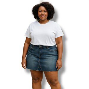 Gap‎ Blue Denim Women's Flat Front Mini Skirt Raw Hemline Sz 20